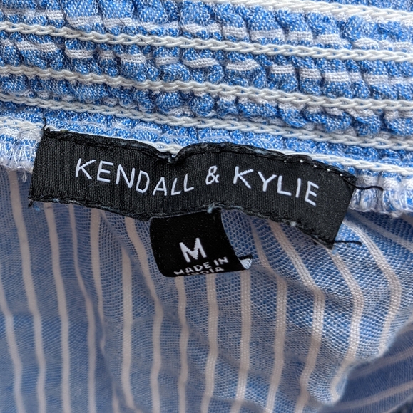 Kendall and Kylie Blue Striped Tie Blouse - Picture 6 of 12